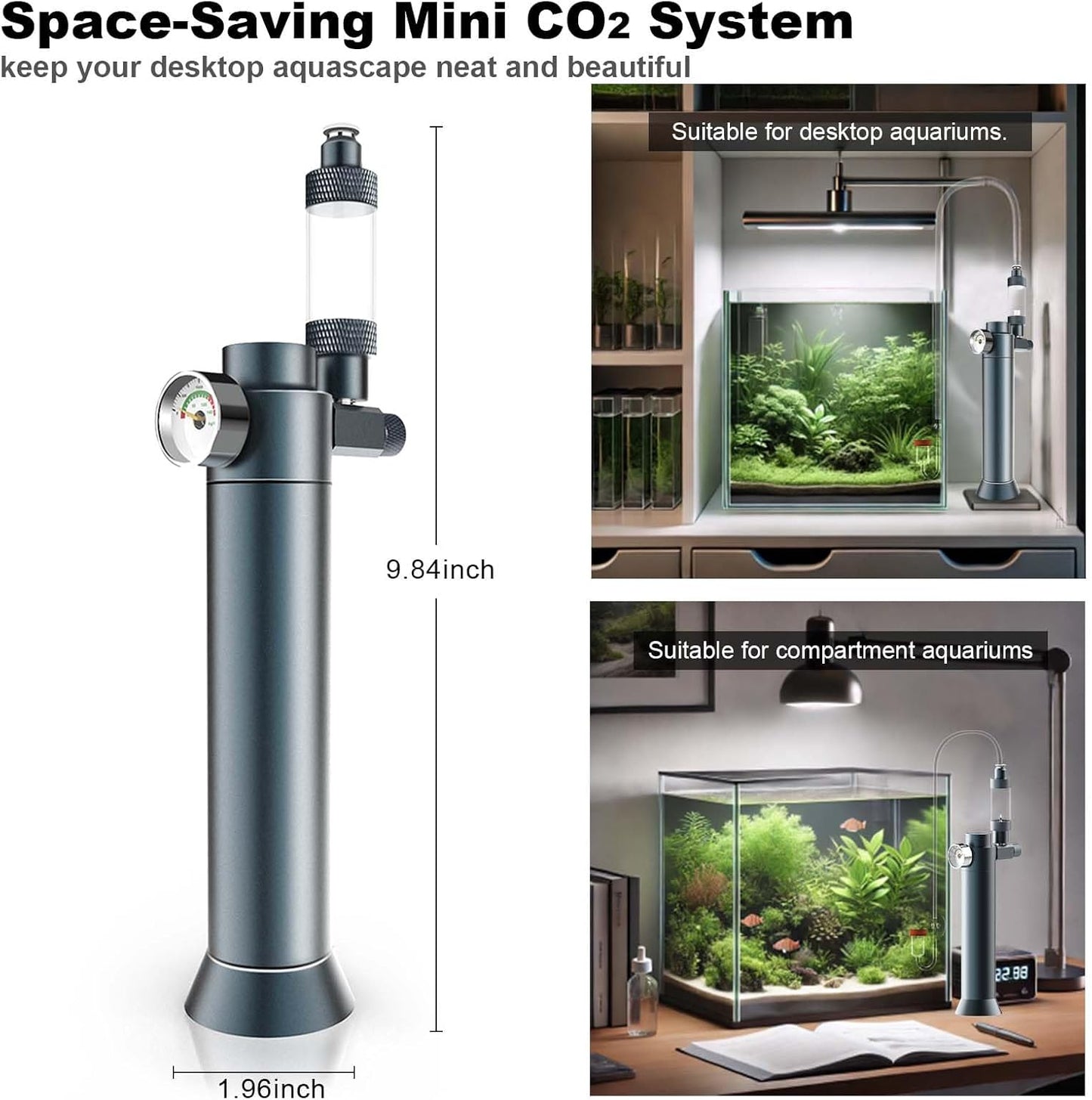 FZONE nano tank CO2 regulator with quick connect tubing mechanism