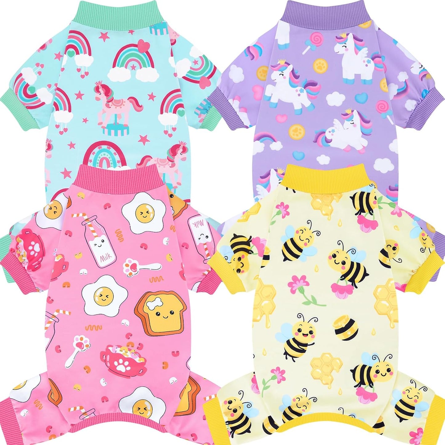 XPUDAC 4 Pieces Dog Pajamas Soft Strechy Puppy Onesies Pet Clothes for Small Medium Dogs Boy Girl Cat Pet Outfit, 153-XS - Image 10