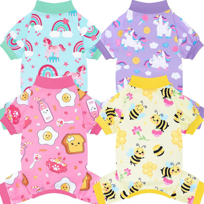 XPUDAC 4 Pieces Dog Pajamas Soft Strechy Puppy Onesies Pet Clothes for Small Medium Dogs Boy Girl Cat Pet Outfit, 153-XS - Image 10