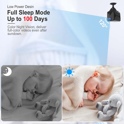 Wireless pet and baby monitor camera showcasing the compact 2800mAh rechargeable battery compartment
