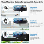 Fishkeeper rechargeable fish feeder side view displaying the adjustable tank clamp.