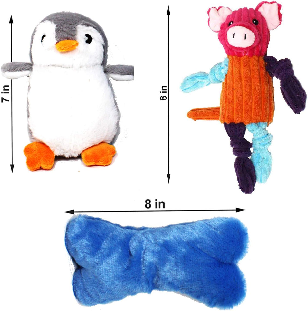 Soft plush pig dog toy from Jalousie multipack