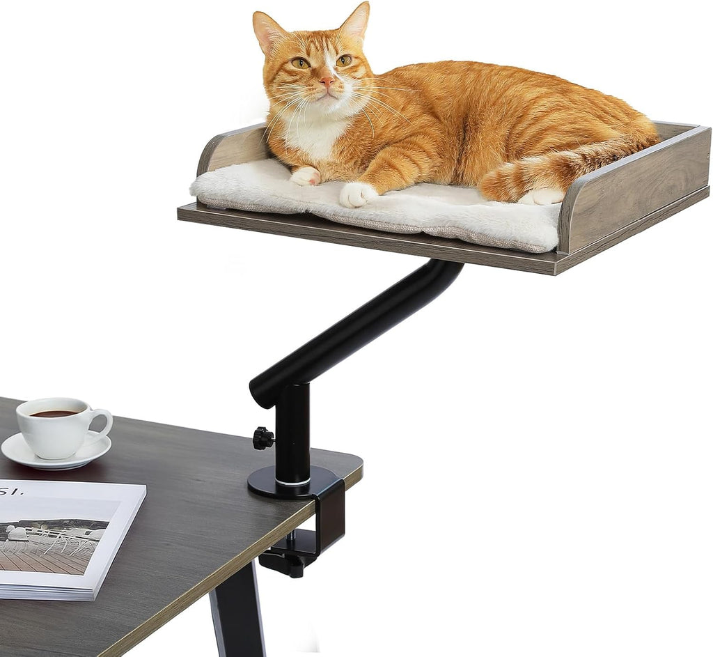 PAWZ Road Cat Desk Bed for Indoor Cats, Cat Bed for Desk Supports Up to 50 lbs, 360 degrees Rotation & Adjustable, Nest Desktop Attachment Cats Hammock for Table, White - Image 11