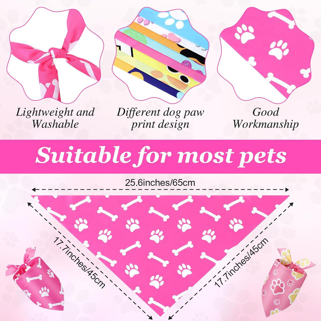 Adjustable polyester dog scarf with bone and heart designs closeup