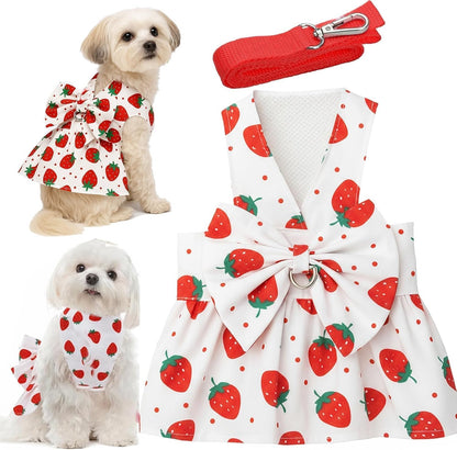 Cute pink floral dog summer clothes for small breeds