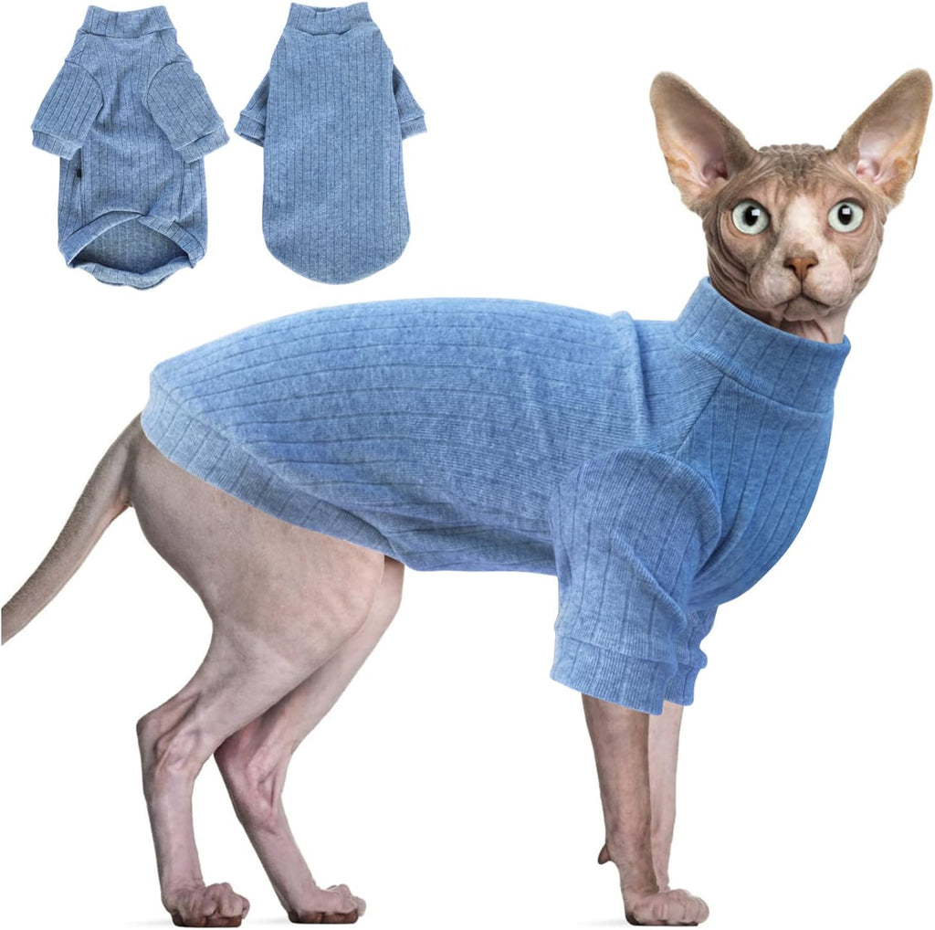 Cozy skin friendly pet jumpsuit for Devon Rex cats close up