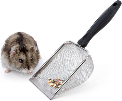 Niteangel Hamster Sand Bath Scoop: - Stainless Steel Sand Substrate Shovel Fine Mesh Metal Sifter Scooper fits Small Animal sandbath Box (Small Scoop) - Image 1