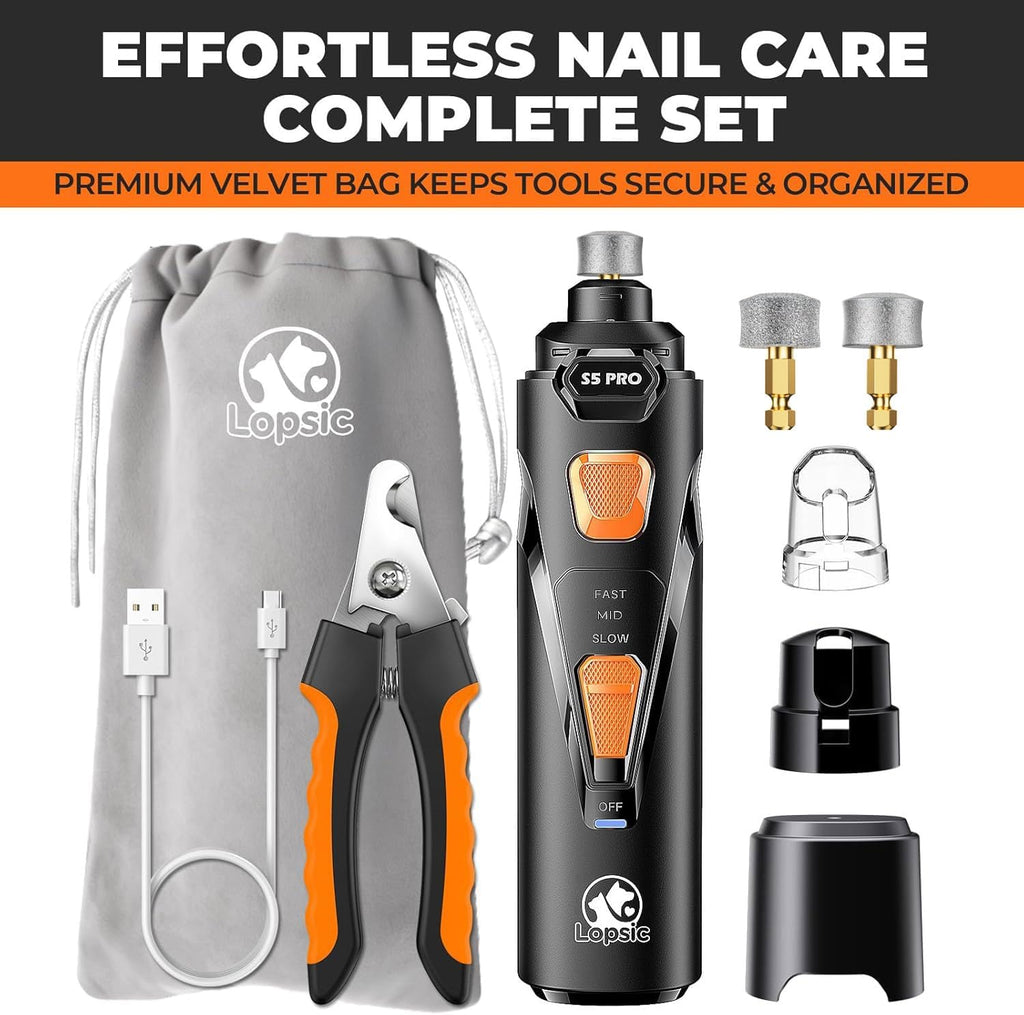 Whisper Quiet Dog Nail Grinder with 4 LED Lights, Safe & Stress-Free for Sensitive Dogs Cats of All Breeds & Sizes, 3 Grinding Bits, 3-Speed, Pet Nail Trimmers, Rechargeable Painless Grooming Kit - Image 9