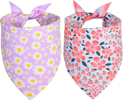 Agroon reversible dog bandana purple daisy pattern front view