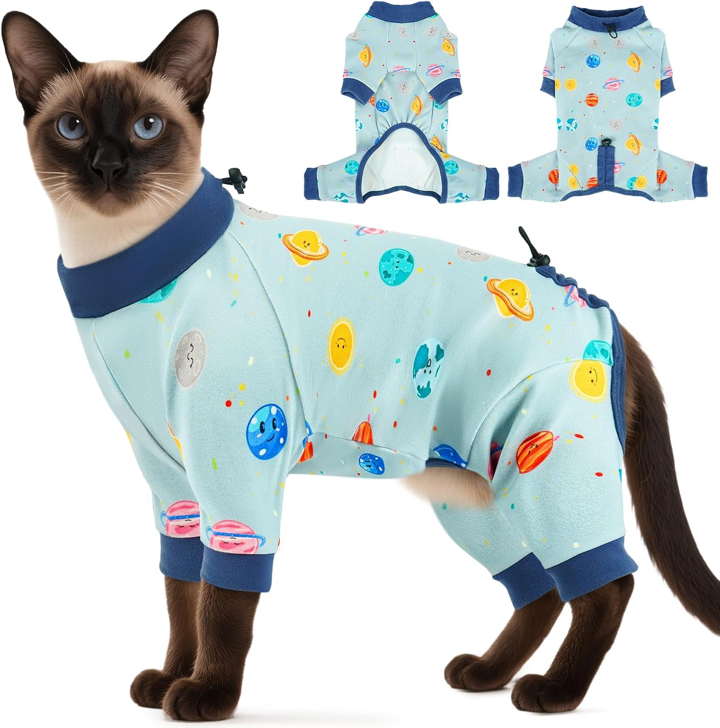 Dentrun cat hair control recovery suit front view deep blue