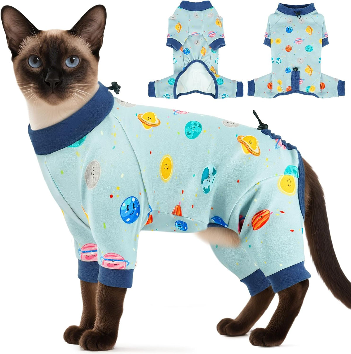 Dentrun cat hair control recovery suit front view deep blue