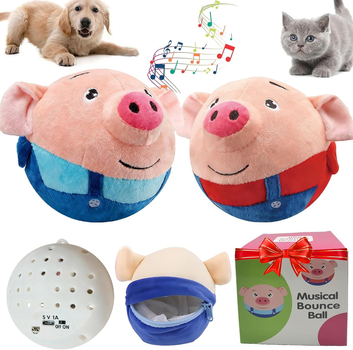 Interactive Dog Toys,Active Moving Pet Plush Toy,2026 New shaking dog ball pig dog toy Interactive Dog Ball with song Squeaky Moving Dog Ball Toy,Rechargeable Toys to Keep Them Busy Dog Toys(Blue Pig) - Image 11