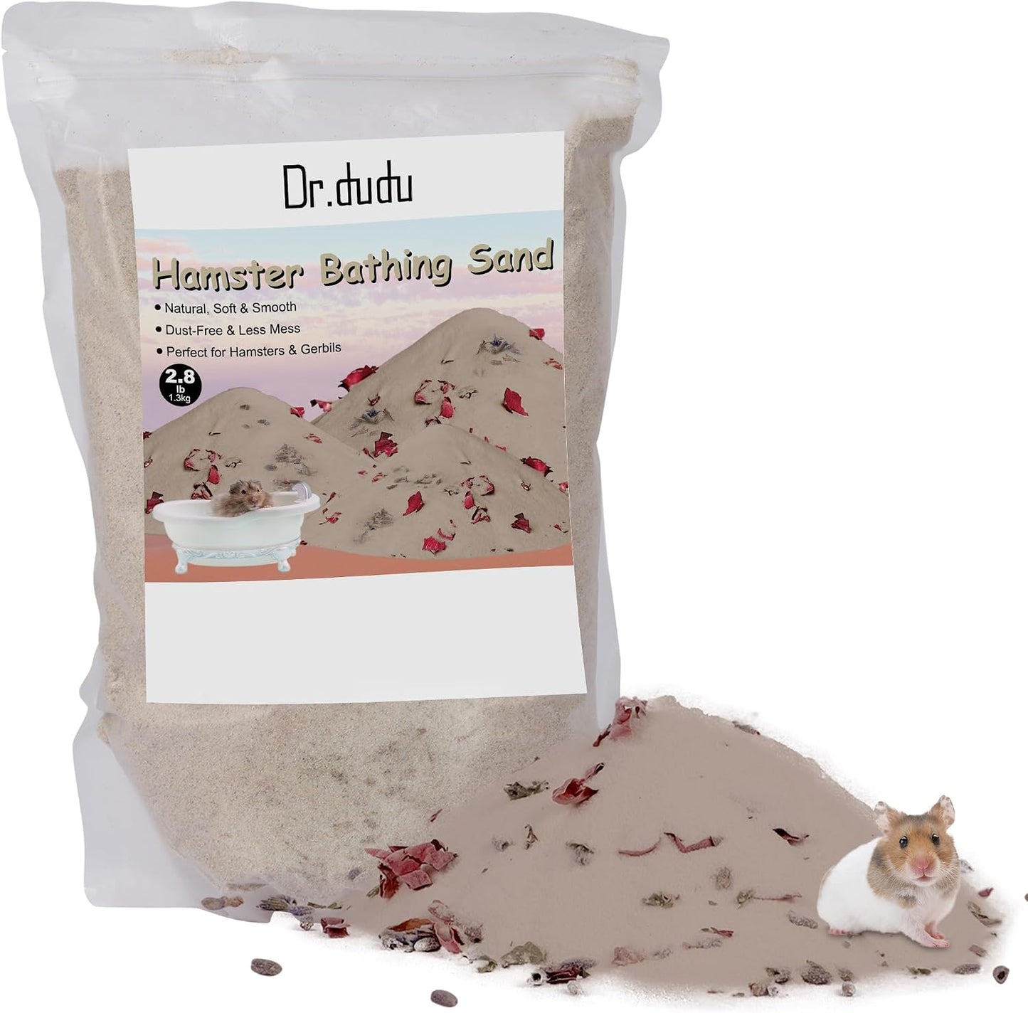 DR.DUDU Hamster Bath Sand, 2.8lb Dust Free Desert Sand or Potty Litter Sand for Hamster Chinchillas Gerbil Syrian Mice Small Animals (White) - Image 15