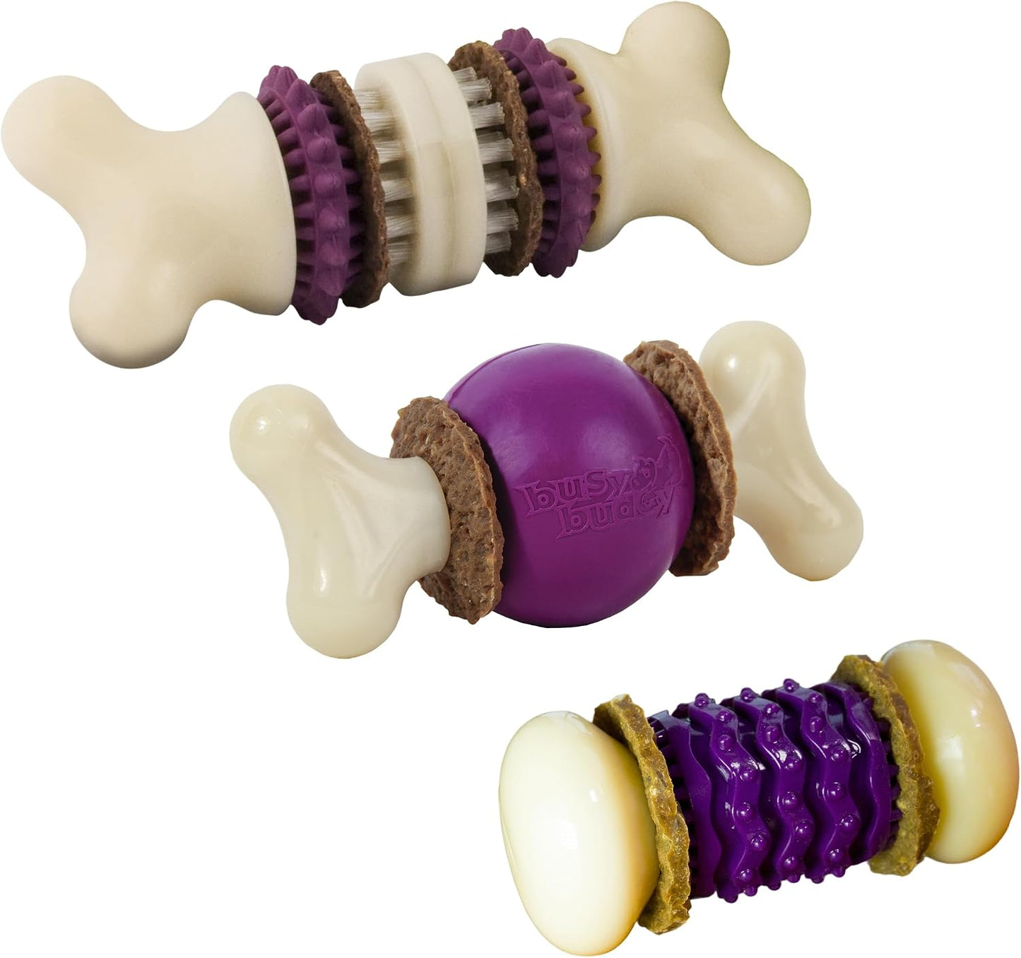 PetSafe Busy Buddy Bristle Bone Dog Chew Toy - Treat Holding Toothbrush Toy for Hard Chewers - Helps Keep Your Dog's Teeth Clean - Durable, Interactive - Purple, Medium - Image 11