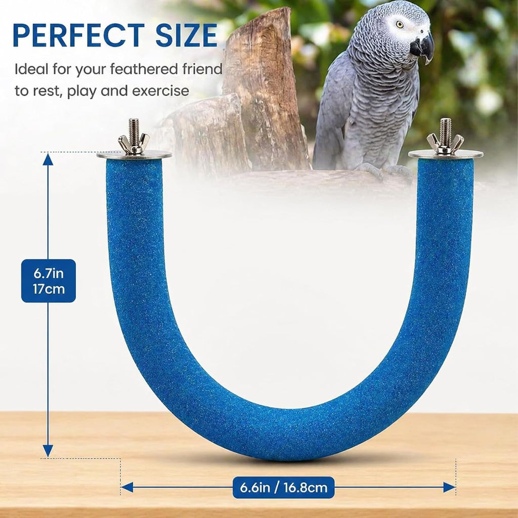 Rypet U-Shaped Large Parrot Perch, Quartz Bird Perch for Cage(Blue L) - Image 2