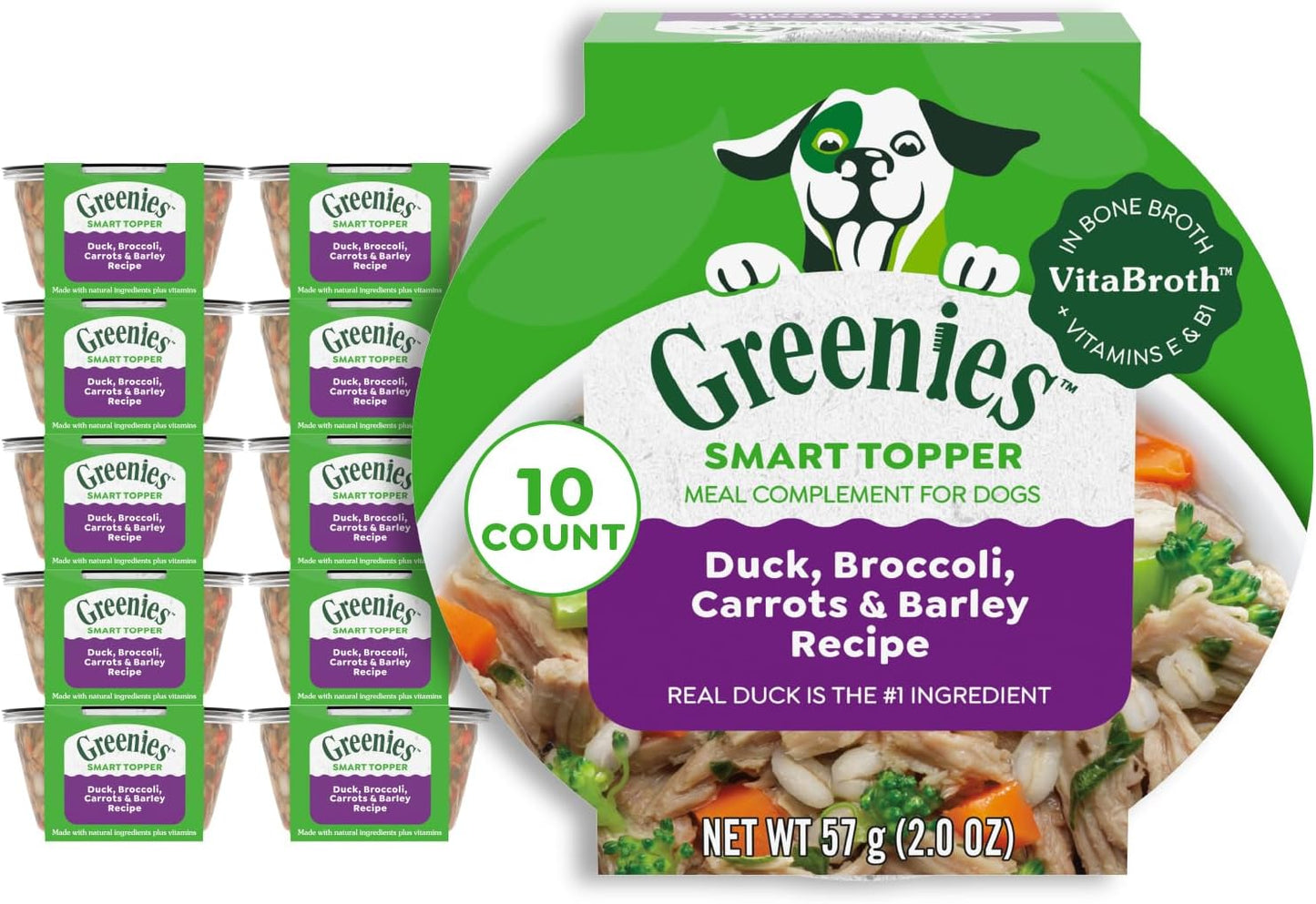 Greenies Smart Topper High Protein Wet Mix-in for Dogs, Chicken, Peas, Apples, and Brown Rice Recipe & Duck, Broccoli, Carrots and Barley Recipe Variety Pack with Whole Grains, 8 Trays of 2 oz. - Image 13
