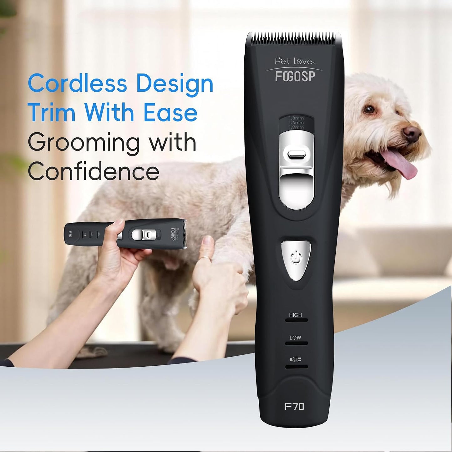 FOGOSP professional low vibration pet grooming tool with high speed motor