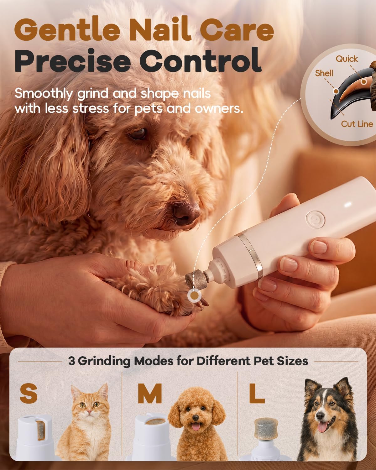 Veeconn quiet pet grooming clipper kit with multiple guide combs