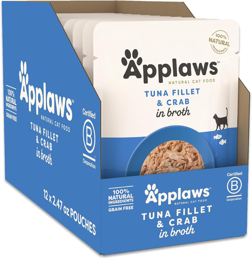 Applaws Natural Wet Cat Food in Broth, Limited and Natural Ingredients, High Protein with No Artificial Additives, Fish Variety Selection in Broth (12 x 2.47oz Pouches) - Image 9