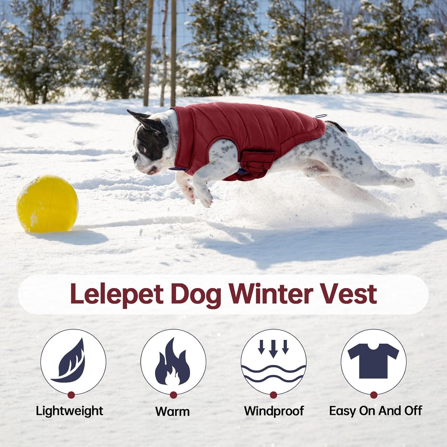 Detail shot of the integrated leash hole on the Lelepet winter puffer coat