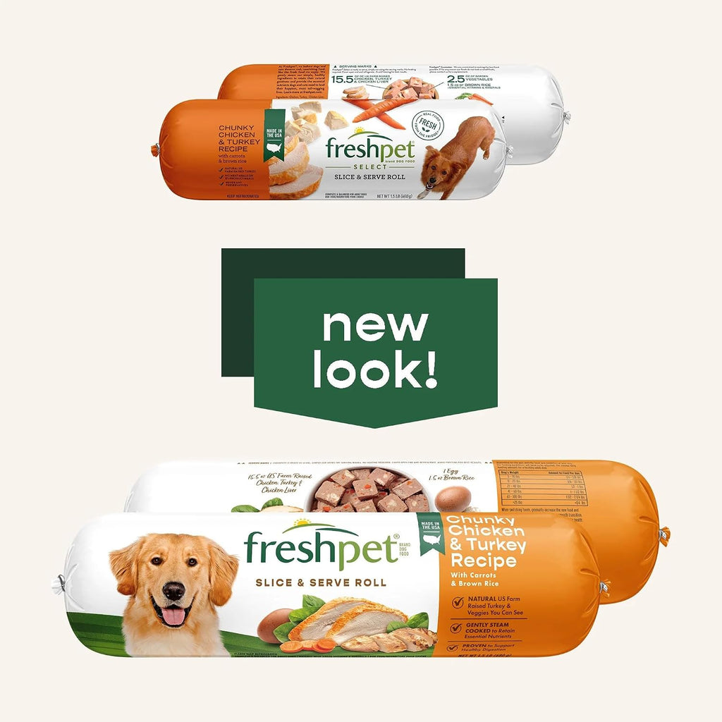 Fresh turkey and chicken dog food roll packaging design