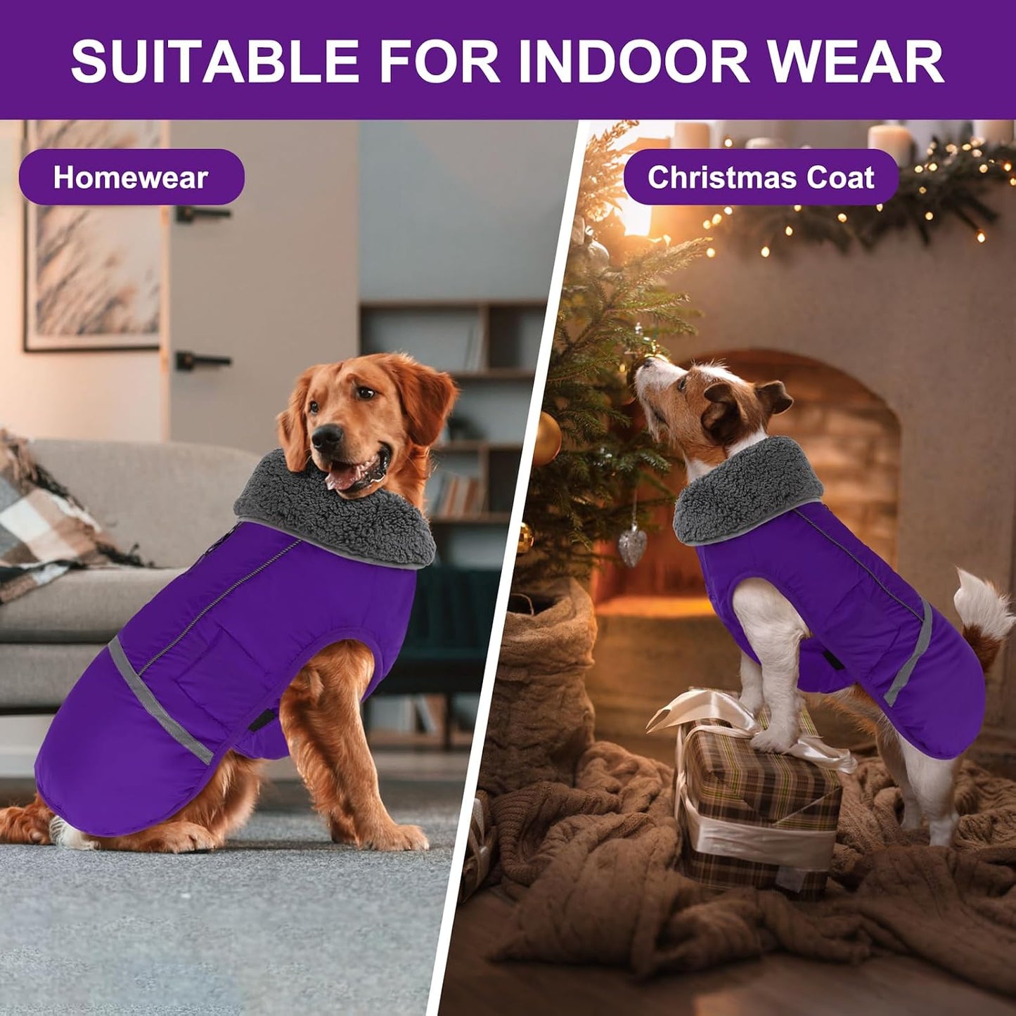 Doglay Dog Coat, Waterproof Dog Jacket Pet Winter Coat for Cold Weather with Thicken Furry Collar, Reflective Puppy Winter Jacket Warm Fleece Lining for Small Medium Large Pets - Image 9