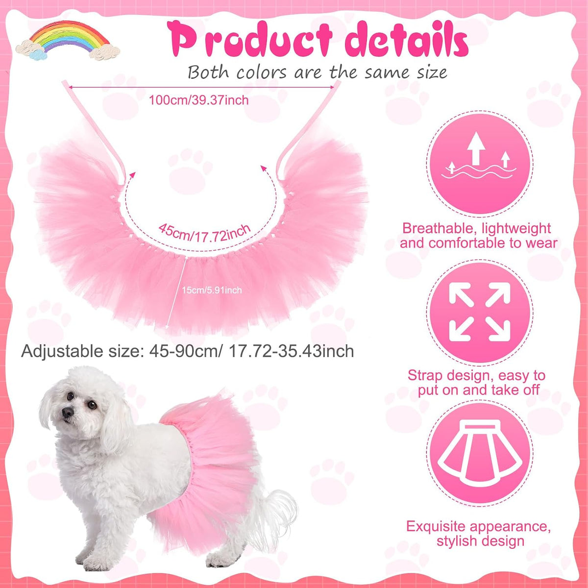 Locmeo pet ballerina dress adjustable satin strap detail close up