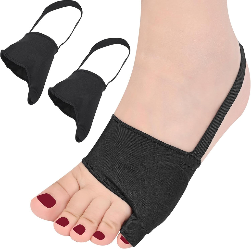 FOYOLO tailors bunion relief pads socks front view showing black sleeve construction.
