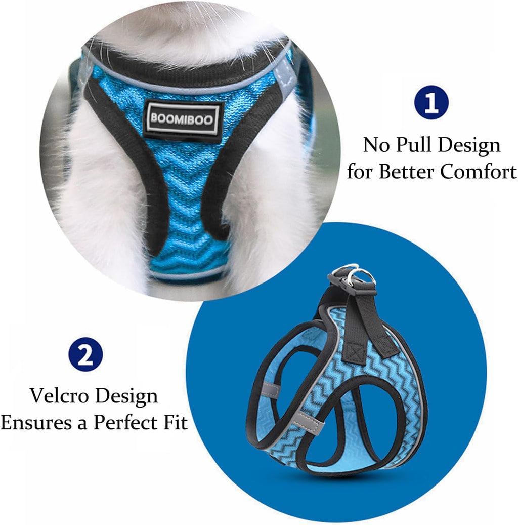 BOOMIBOO adjustable reflective dog vest close up on breathable air mesh