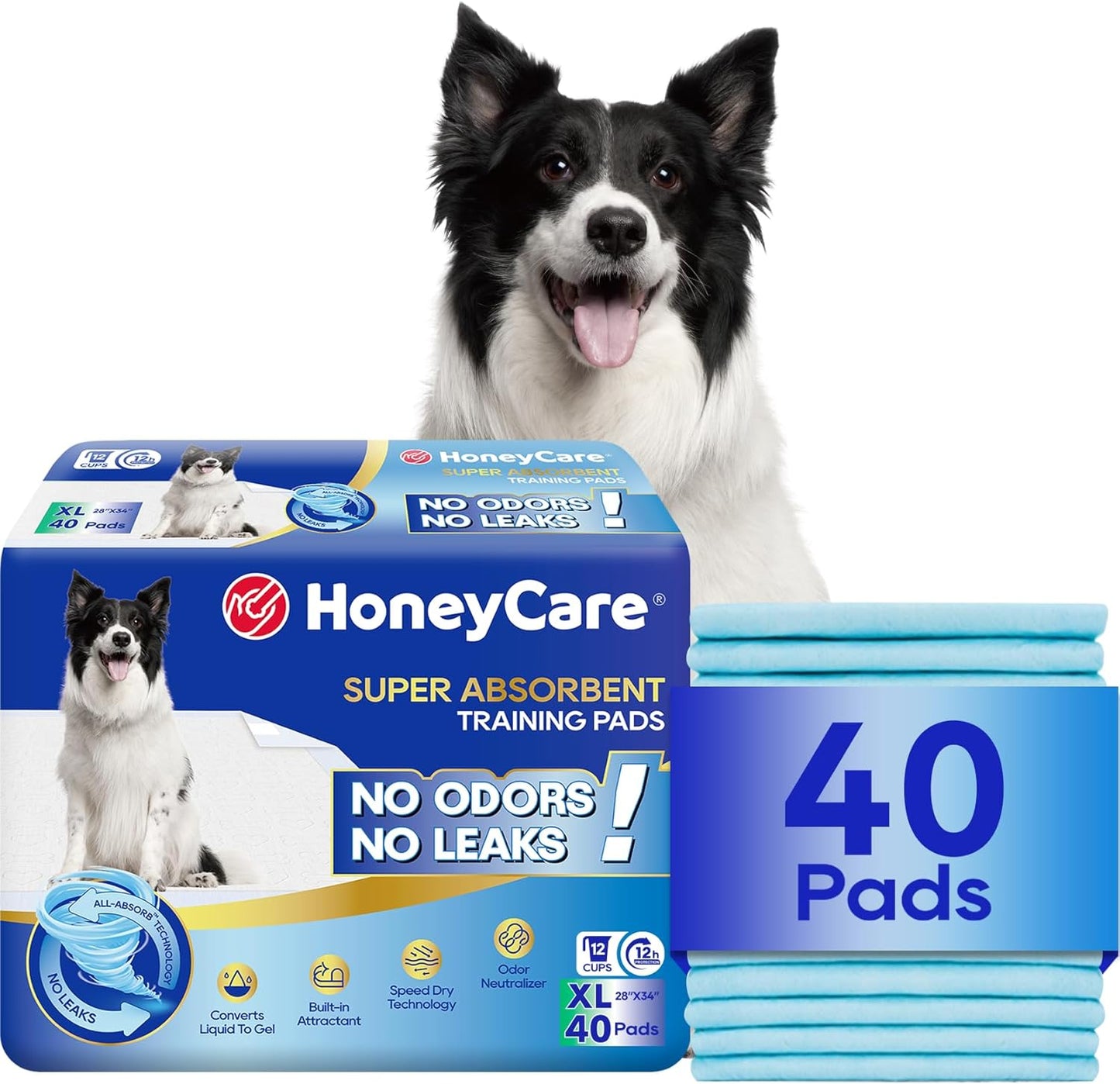 Honey Care All-Absorb, Small 17.5" x 23.5", 120 Count, Dog and Puppy Training Pads, Ultra Absorbent and Odor Eliminating, Leak-Proof 5-Layer Potty Training Pads with Quick-Dry Surface, Blue, A05 - Image 14