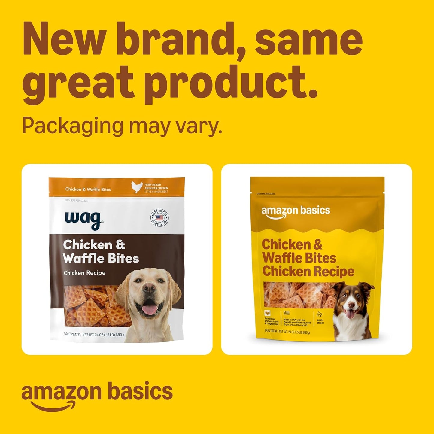Amazon Basics dog treats soft chicken and waffle bites training treats