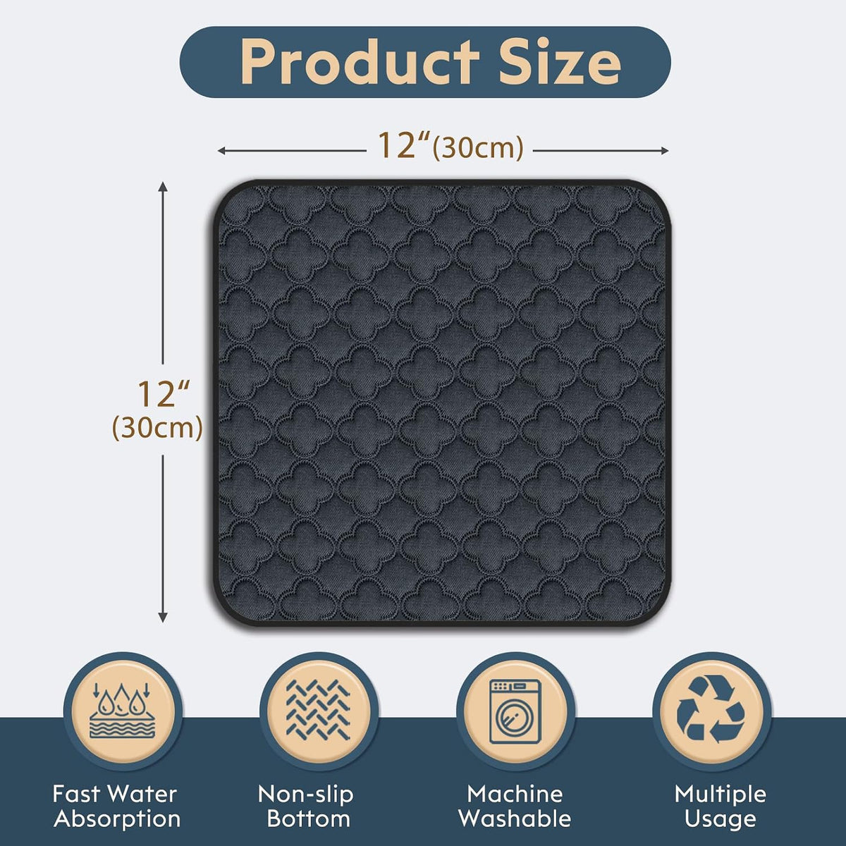 Close up of FunFurry reusable pee pad texture and dark grey color