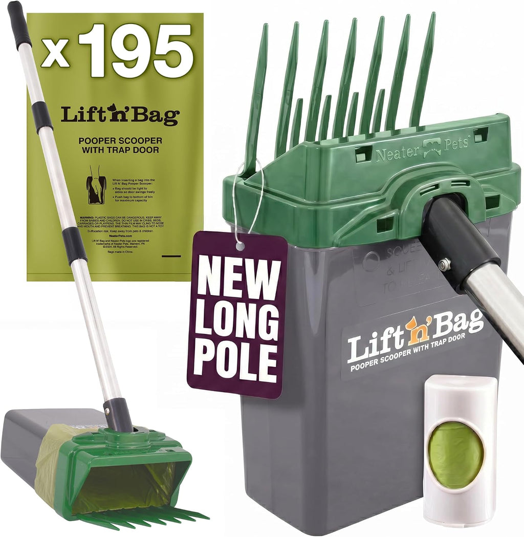 Neater Pet Brands Lift N' Bag 2.0 Dog Pooper Scooper with Bag Attachment & 31" Pole for Small to Large Dogs, New Longer Pole, 15 Refill Bags, Heavy Duty Dog Poop Scooper for Yard, One-Hand Use - Image 11