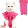 Avont Cat Recovery Suit front view magenta pink surgical onesie for kittens