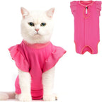Avont Cat Recovery Suit front view magenta pink surgical onesie for kittens