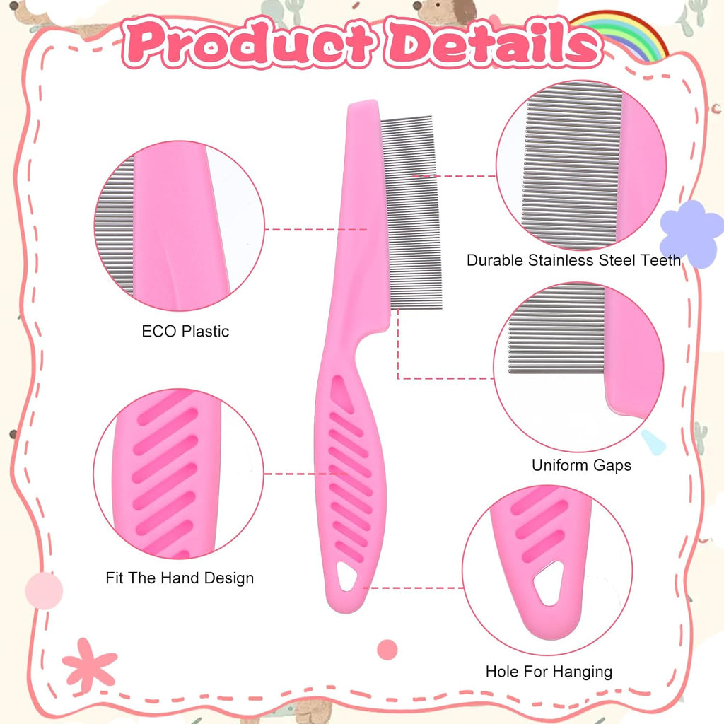 Hidyuuoo pet grooming kit showing blue and pink comb handles