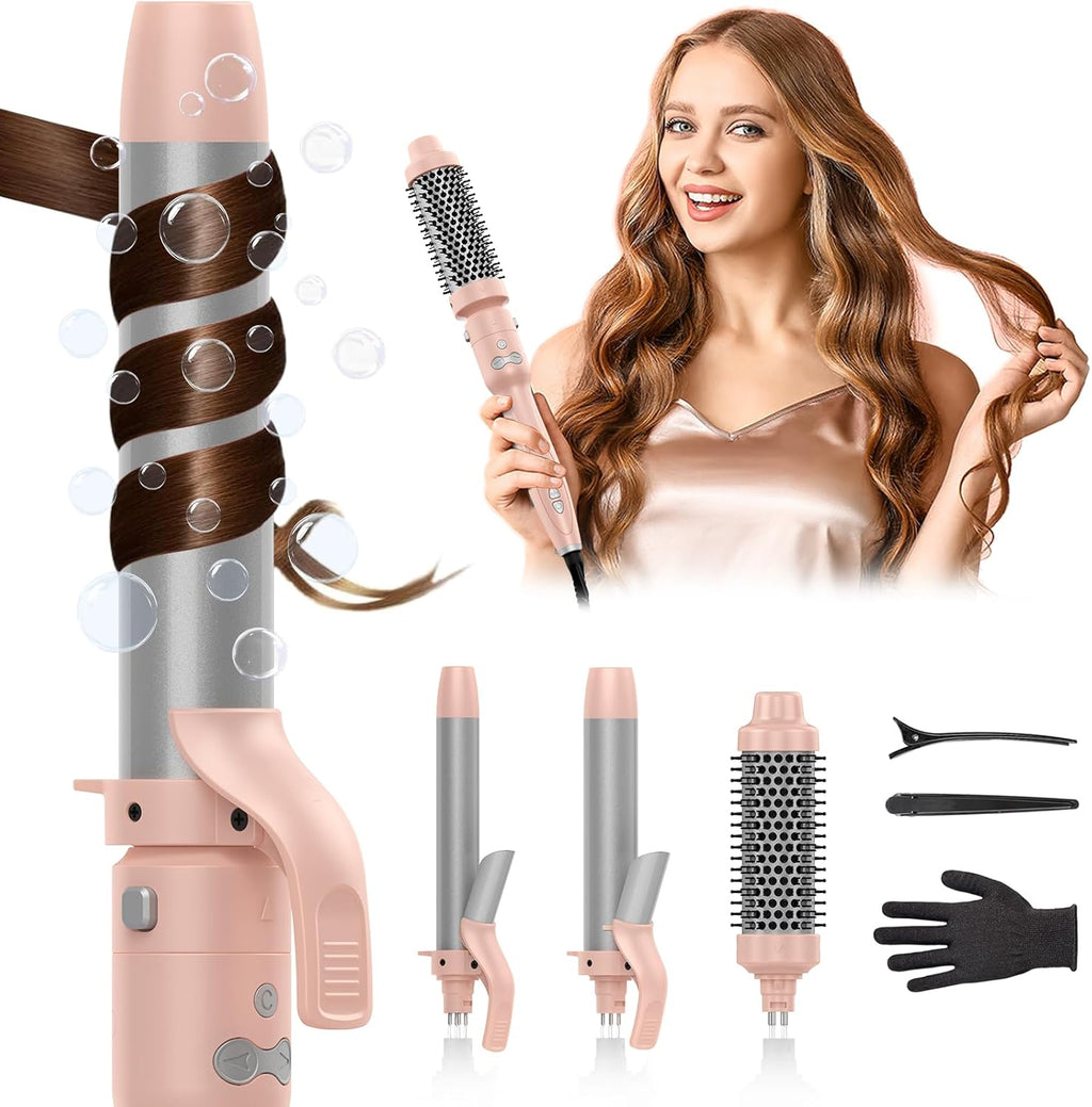 Afanso 3-in-1 automatic rotating curling iron set front view