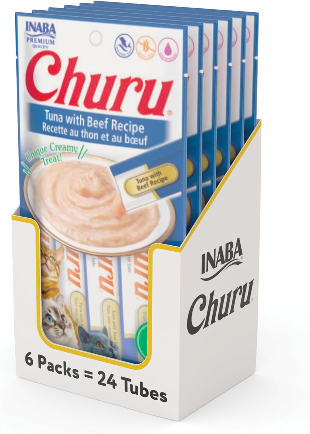 INABA Churu Cat Treats, Lickable, Squeezable Creamy Pure Cat Treat with Green Tea Extract & Taurine, 0.5 Ounces Each Tube, 24 Tubes (4 per Pack), Chicken Recipe - Image 14