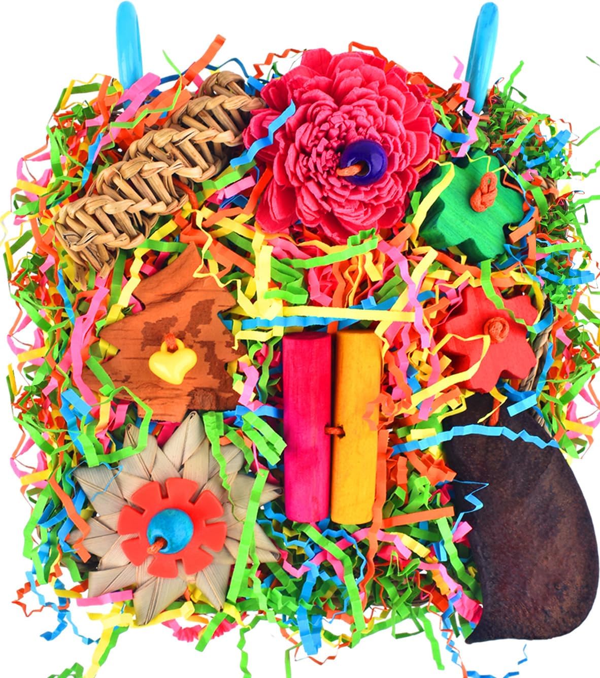 KATUMO Conure Toys, Bird Grass Mat Parakeet Shredder Hanging Toy Cockatiel Foraging Entertainments Parrot Climbing Wall Chewy Lovebird Cage Playthings for Small to Medium Birds - Image 9