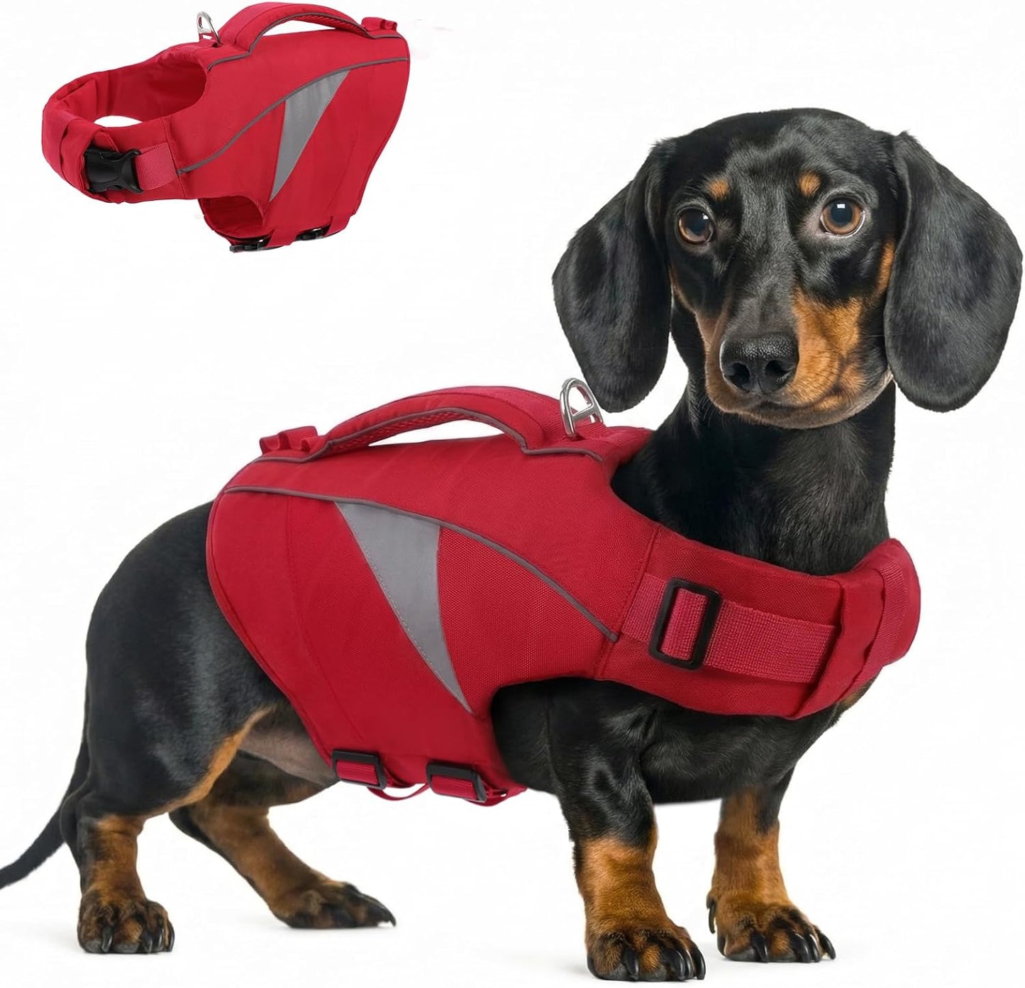 Queenmore Dog Life Jacket, Dogs Life Vest for Swimming, Dog lifejacket for Medium Dogs, Floating Doggy Jackets for Boating Kayaking, Adjustable Preserver with High Buoyancy and Rescue Handle(Pink,M) - Image 12