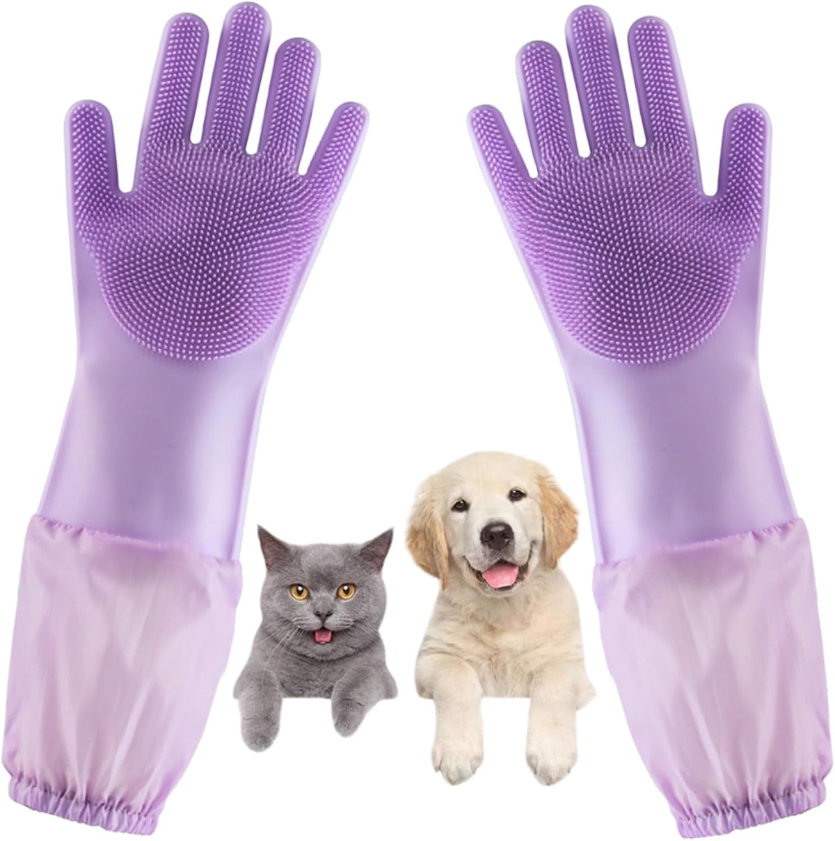Comparison of Galyna pet gloves usage on cat and dog