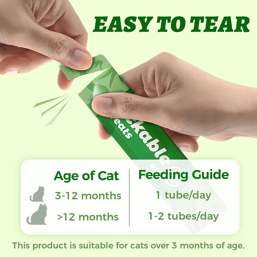 Cat enjoying Wellix chicken and cat grass treat