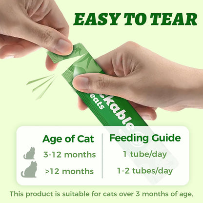 Cat enjoying Wellix chicken and cat grass treat