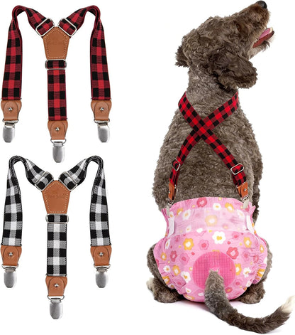 Pet Soft Dog Suspenders 2 Pieces Female Dog Diaper Suspenders for Dogs Diaper Keeper Suspender for Skirt, Dress, Diapers (Black & Pink, XS/S) - Image 14