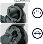 Front pocket storage feature on Kucehiup small dog sling bag