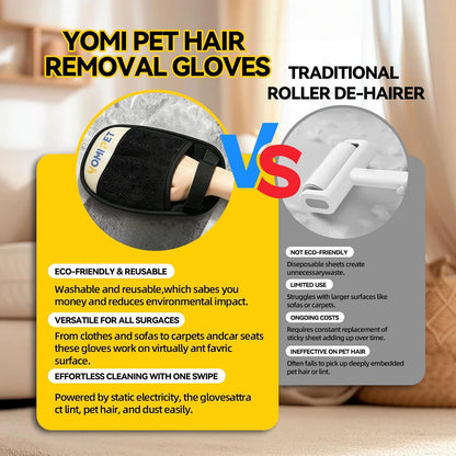 Peeling gathered pet hair strip off the electrostatic glove pad