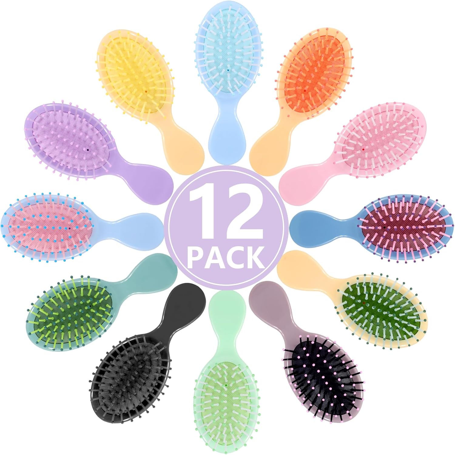 Phyyixs 12 pack mini detangling brushes front view