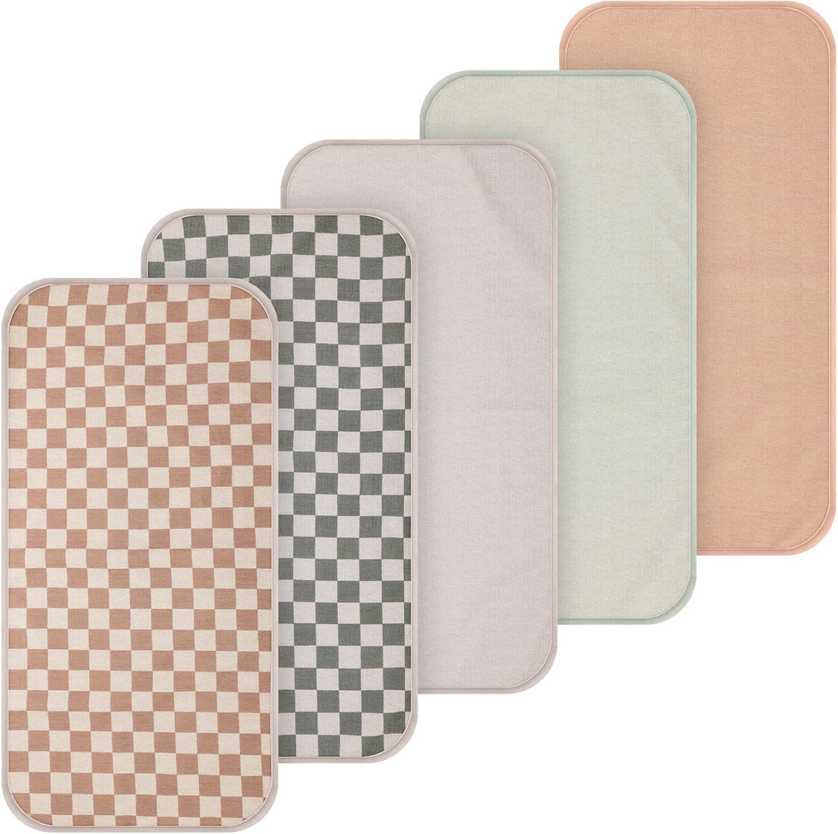 Hahafelt muslin waterproof changing pad liners front view with checkerboard pattern