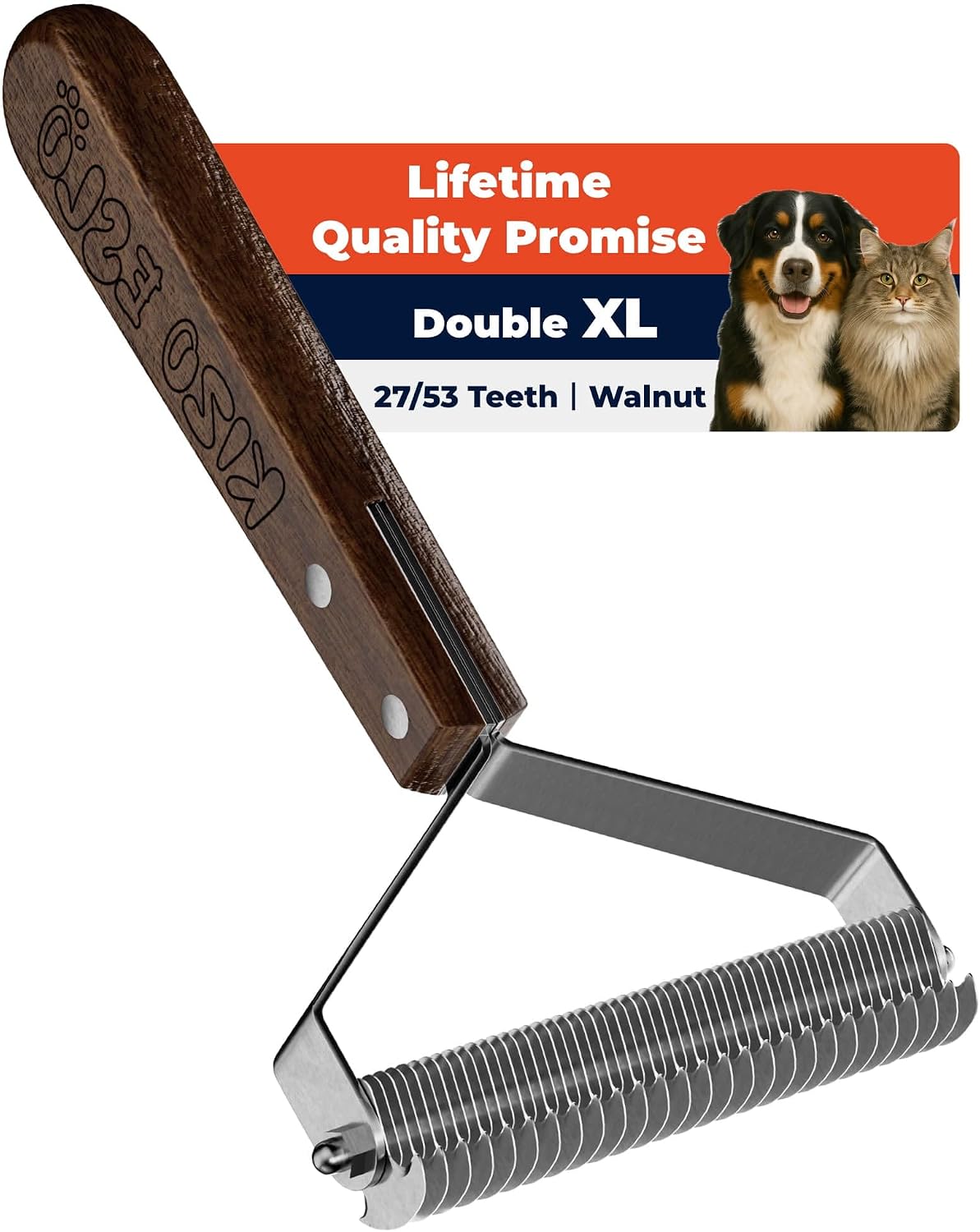 Extra Large 2-Sided Undercoat Rake for Dogs & Cats, Dog Brush for Shedding Remove Mats, Dematting Comb, Safe&Gentle Grooming Brush for German Shepherds Medium to Long-Haired Pets,Premium Wooden Handle - Image 12
