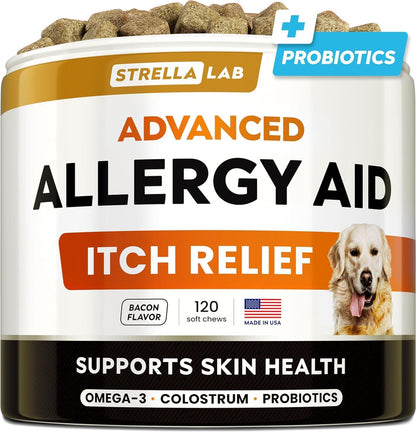 StrellaLab Dog Allergy Relief & Anti Itch Support Chews w/Omega 3: Real Ingredients, Real Taste! Skin & Coat Immune Supplement w/Fish Oil, Pumpkin & Enzymes - Developed by Experts - Made in USA -120Ct - Image 12